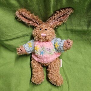Chrisha Playful Plush Jointed EASTER Bunny Pastel Sweater Stuffed Animal 1997